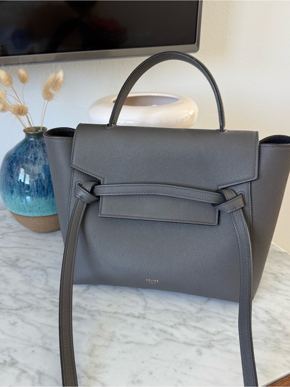 Celine Gray Leather Nano Belt Bag with Gold Hardware - Picture 2 of 8